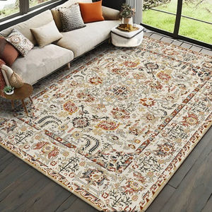 Tapis rectangulaire moderne personnalisé, adapté aux animaux domestiques, imprimé floral, à poils ras, en polyester, fabriqué à la machine, avec envers épais en polypropylène enduit de PVC - Product Image 1