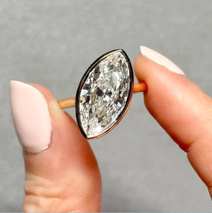 2.50 CT Marquise Cut Moissanite Diamond Huge Bezel Setting <b>Solitaire</b> Engagement Wedding Anniversary Minimalist 925 <b>Silver</b> <b>Ring</b> - Product Image 1