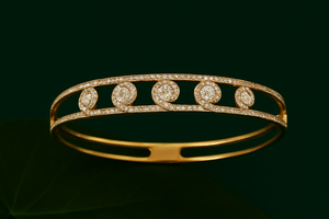 Luxury Gold Plated 925 <b>Silver</b> Moissanite Hip Hop <b>Bangle</b> Geometric Design Brilliant Cut Claw Setting Unisex Wedding <b>Bracelet</b> - Product Image 3