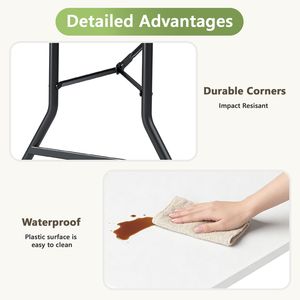 Tavolo Pieghevole Resistente da 2,4 m, Tavolo Portatile in Plastica Semi-Pieghevole per Interni/Esterni, Campeggio, Picnic e Feste - Product Image 4