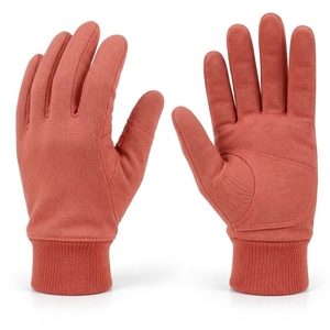 Gants en tricot avec motif diamant, manchette violette et rose, antidérapants, en acrylique flexible, texture complète, usage général - Product Image 4