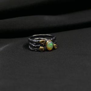 Wedding Wear 925 Sterling <b>Silver</b> Gold Plated Jewelry <b>Opal</b> Diamond Gemstone Women Wear Classic <b>Ring</b> - Product Image 6