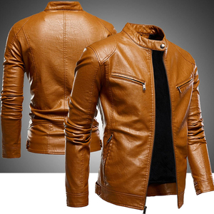 High Quality 100% Genuine <b>Leather</b> <b>Jacket</b> New Style <b>Winter</b> Outfit Hooded Stand Full Zipper Light Canvas Fabric <b>jacket</b> for men - Product Image 3