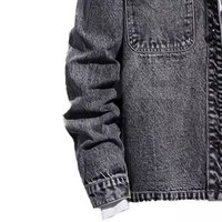 Veste en jean pour homme à col montant, personnalisable avec logo imprimé, grande taille, 100 % coton, haute qualité à bas prix