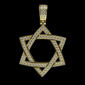 จี้สร้อยคอรูปดาวหกแฉกประดับเพชรโมอิสซาไนต์เพาะเลี้ยง ชุบทองคำขาว 14K น้ำหนัก 0.65 กะรัต /IGI/GRA รับรอง ของขวัญสำหรับชาวชาวยิว - Product Image 1
