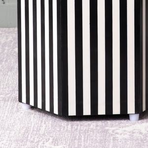 Modern Polygonal Inlay Work MDF Stool Black <b>White</b> Striped Lacquer <b>Wardrobe</b> Standing Type for Living Room Decoration - Product Image 5