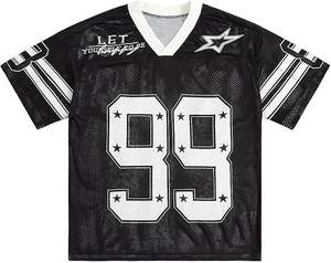 T-shirt en jersey pour femme, coupe oversize, avec motif numérique, style streetwear Y2K, hauts pour sorties, tenue décontractée, maillot de rugby et de football - Product Image 1