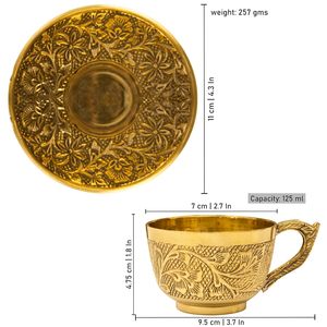 Ensemble de tasses en laiton finition antique, vaisselle traditionnelle ayurvédique en alliage de laiton, parfait pour un usage quotidien - Product Image 5