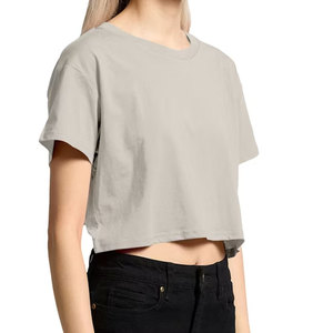 Camiseta Corta Blanca Informal para Mujer, Lisa, Personalizable, para Uso Diario, Ligera, de Algodón, Manga Corta, Cuello Redondo - Product Image 3