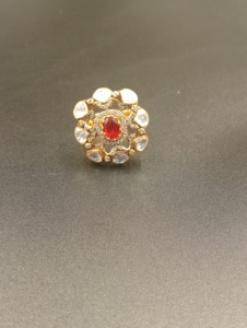 Amaira Jewels Floral Shape Gold Plated 0.1m <b>Thick</b> Silver Red Doublet Stone Classic Cocktail <b>Ring</b> for Women's Wedding Gift - Product Image 4
