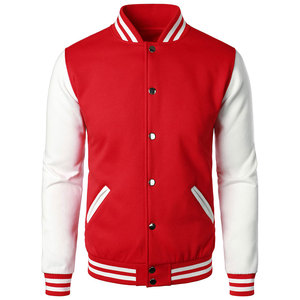 Veste de baseball jRed White Lettermen pour hommes, couleur unie, fermeture à boutons, vente en gros, personnalisez votre propre design - Product Image 1