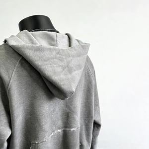 เสื้อฮู้ดดี้ผู้ชายผ้าฝ้ายแท้ 100% ทรงโอเวอร์ไซส์ ล้างสีแบบแอซิดวอช แต่งลายปักสไตล์วินเทจ หนานุ่ม ใส่ได้ในฤดูหนาว - Product Image 4