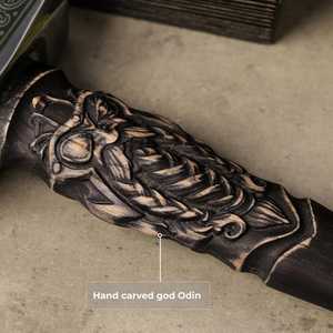 THEWIZ CRAFTS Marteau Viking Fait Main Symbole Valknut Odin Manche Sculpté Personnalisé Style Nordique Acier Forgé Antidérapant - Product Image 6