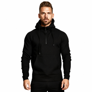 Navy Hooded <b>Zipper</b> Sweatshirt Full Sleeve Solid Color Casual Tracksuit <b>Top</b> Breathable Midweight Polyester Fit Regular Autumn We - Product Image 4