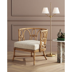 Fauteuil en rotin naturel, chaise d'appoint en osier avec dossier circulaire décoratif et coussin pour salon, mobilier de maison - Product Image 6