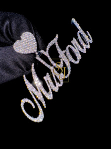 Customizable icy 925 Silver Cursive <b>Name</b> <b>Necklace</b> Heart Bail Moissanite Diamond <b>Pendant</b> Rhodium Romantic Style Personalized Gift - Product Image 6