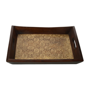 Plateau de service marocain en bois brun carré, décoratif, plateau à café, design oriental, plateau en bois de manguier sculpté à la main pour la décoration de la cuisine - Product Image 5