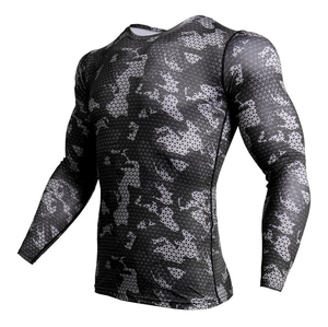 Haut de sport pour homme à manches longues, protection anti-UV, impression intégrale par sublimation, en spandex et polyester, séchage rapide, pour MMA, BJJ, gym, personnalisable. - Product Image 1