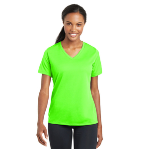 Camiseta de Punto de Manga Corta con Cuello en V para Mujer, Impresión Personalizada al por Mayor, 100% Algodón, Teñido Liso Comprimido, Servicio OEM - Product Image 1