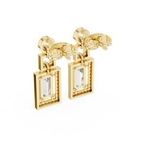 Baguette Cut Lab Grown Diamond Earring 14K 18K Solid Gold Halo <b>Drop</b> Stud Screw <b>Back</b> Earring DEF VVS Anniversary Gift Wholesale - Product Image 5