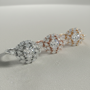 Anillo de Compromiso Stonewels de Oro de 14K con Diamante Cultivado en Laboratorio, Engaste de Puntas, Doble Halo Marquise, Certificado para Novia - Product Image 5