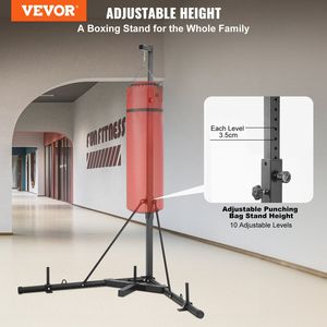 Heavy-Duty Steel Punching Bag <b>Stand</b> with Adjustable Height and <b>Weighted</b> Base Workout Training Equipment for Boxing & Fitness - Product Image 2