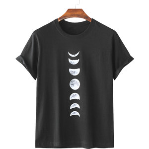 T-shirt noir pour homme, manches courtes, col rond, imprimé, coupe classique, 100% coton jersey, design respirant, t-shirts d'été - Product Image 1