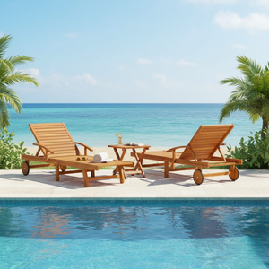 Waterproof Lightweight Durable Stackable Hotel Patio Balcony <b>Foldable</b> Acacia Wood Traditional Outdoor <b>Dining</b> <b>Table</b>-UV-Resistant - Product Image 1