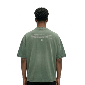 Custom Oversized Short Sleeve T-Shirt <b>Men</b> Cotton O-Neck Jersey Fit Letter Print Casual Style - Product Image 3