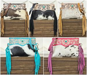 Bolso Bandolera de Cuero Negro Premium con Pedrería Turquesa, Gran Capacidad, Estilo Bohemio Occidental, para Mujer, Ideal para Viajes - Product Image 5