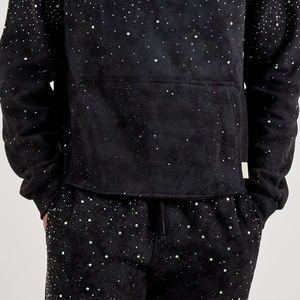 Sweat-shirt à capuche noir à pois pour homme, coupe décontractée, manches longues, avec cordon de serrage et poches latérales, idéal pour l'automne - Product Image 3