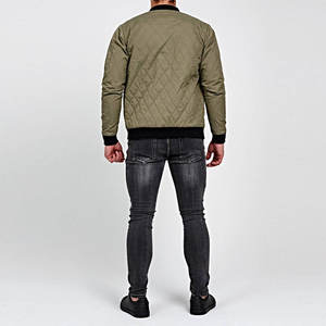 Chaquetas bomber personalizadas de color verde con cremallera para hombre, impresión personalizada, mangas largas, cuello acanalado, transpirables, para unisex. - Product Image 5