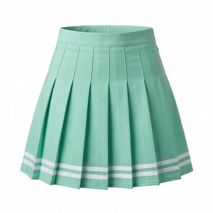 Minifalda Plisada para Mujer, Color Sólido, Satén, Verano, Transpirable, Estilo Casual Urbano, Verde con Rayas Blancas - Product Image 1