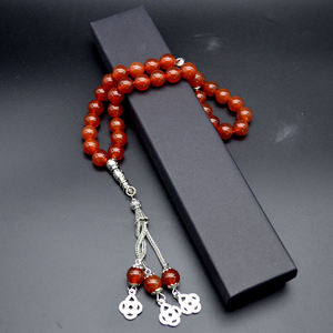 ALTAMASH CRAFT - Rosario Musulmán de Piedra Natural Ágata Plateada, Hecho a Mano, Estilo Clásico para Hombre, con Cuentas en Forma de Bola, Regalo - Product Image 3