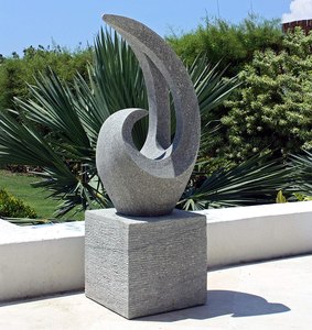 Contemporary Granite Sculpture Outdoor <b>Sandblasted</b> Stone Art Block Design - Product Image 1