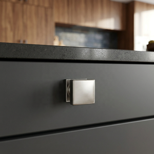 Poignée de meuble carrée en laiton tendance, design traditionnel, quincaillerie de mobilier durable, nickel satiné, pour tiroir, cuisine, maison, bureau - Product Image 2