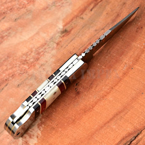 Couteau pliant de poche en cuivre damas à motif vague, gravé sur mesure, couteau de chasse fait main, couteau tactique EDC pour le camping en extérieur, vente en gros - Product Image 3