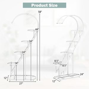 5-Tier Metal Plant Stand with <b>Hanging</b> Hook for Multiple Indoor Plants and <b>Hanging</b> <b>Baskets</b> <b>Accessory</b> - Product Image 4