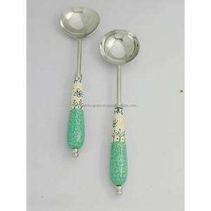 Juego de cucharas de postre Fancy Look, solo lavado a mano, diseño personalizado pintado a mano, mangos de madera, juego de cucharas de cubiertos Vintage, decoración del hogar - Product Image 5