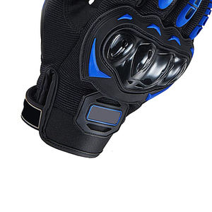 Gants de course à doigts entiers en cuir noir et bleu, avec paume antidérapante, unisexe, fermeture à enfiler, pour cyclisme et activités de plein air - Product Image 3