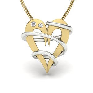 Colgante de oro amarillo con diamante de corte brillante redondo en el centro y piedras laterales para uso diario de mujer - Product Image 1