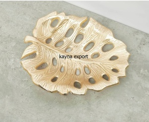 NUEVO FANCY DECORATIVO ORO METAL GINGKO HOJA CHAPADO EN ORO CUENCO DE METAL FRUTAS MESA DE COMEDOR DECORACIÓN DEL HOGAR Y RESTAURANTE - Product Image 2