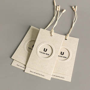 Etiqueta colgante de papel con logotipo personalizado, de lujo, reciclada, para ropa, prendas de vestir, trajes de baño, con relieve, para ropa - Product Image 6