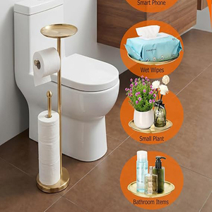 Portarrollos de Papel Higiénico de Pie para Baño, Soporte de Papel Higiénico para Suelo con Almacenamiento y Accesorios - Product Image 3