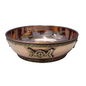 Cuenco de Cobre Extra Grande para Rituales, Diseño de Pentagrama de Triple Luna, Quemador de Incienso Aromático Ecológico para Uso en Altar - Product Image 1