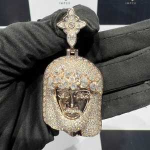 Colgantes y Dijes Personalizados Chapados en Oro Rosa con Certificación IGI VVS 925, Forma de Paz, Estilo Hip Hop para Hombre, con Incrustaciones de Diamantes - Product Image 4