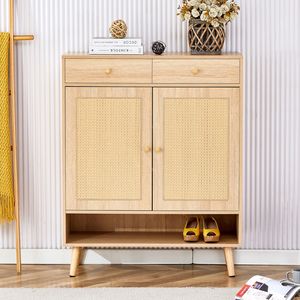 Mobile Portascarpe Moderno Minimalista in MDF, Multifunzionale, Stile Nordico Giapponese Industriale, Perfettamente Integrato con Scaffale in Legno Naturale - Product Image 2