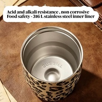 Vaso Térmico Moderno con Estampado de Leopardo, 320 ml, Revestimiento Interior de Acero Inoxidable 316, Ideal para Cualquier Uso
