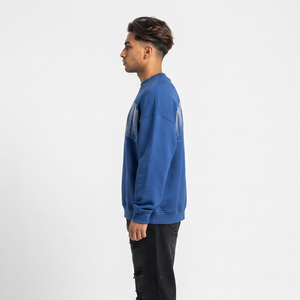 Sudaderas de Forro Polar con Pedrería para Hombre, Casuales, 100% Poliéster, Cuello Redondo, Manga Larga, Hombros Caídos, Corte Holgado - Product Image 3