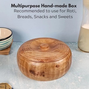 Handmade Enamel Coated Polished Durable Wooden Casserole Round Storage Box with <b>Lid</b> Contemporary Eco-Friendly Design - Product Image 3